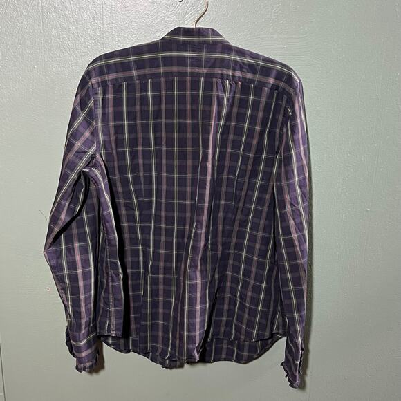 Chaps womens XL blue Plaid Ruffle Front Cotton Shirt Long Sleeve - Picture 5 of 5